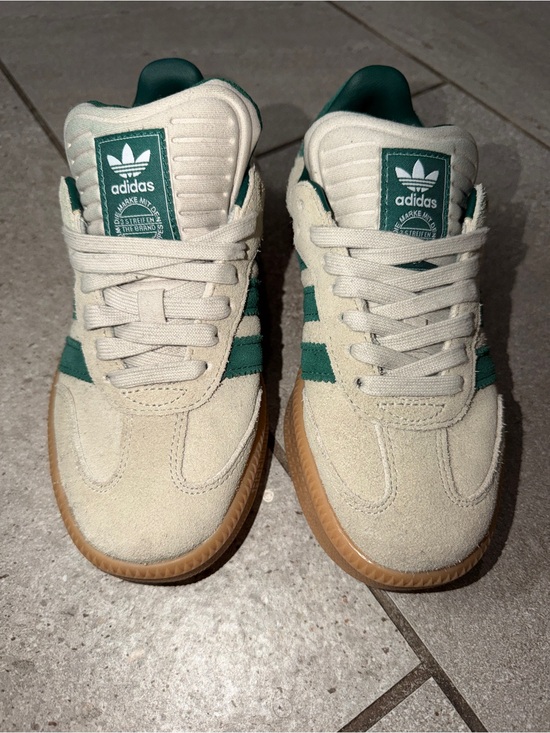 adidas Shoes - adidas Samba Low Top Suede Sneakers Beige/Green Gum Rubber Sole JQ9886